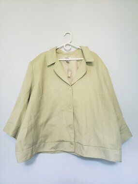 Bob Mackie Studio Women Plus 34W Jacket Light Green Button Up Career Office NWOT